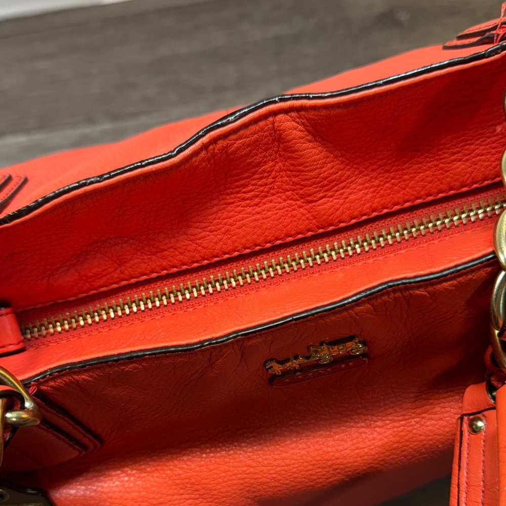 Coach Orange Leather Tote Bag - Picture 5 of 15